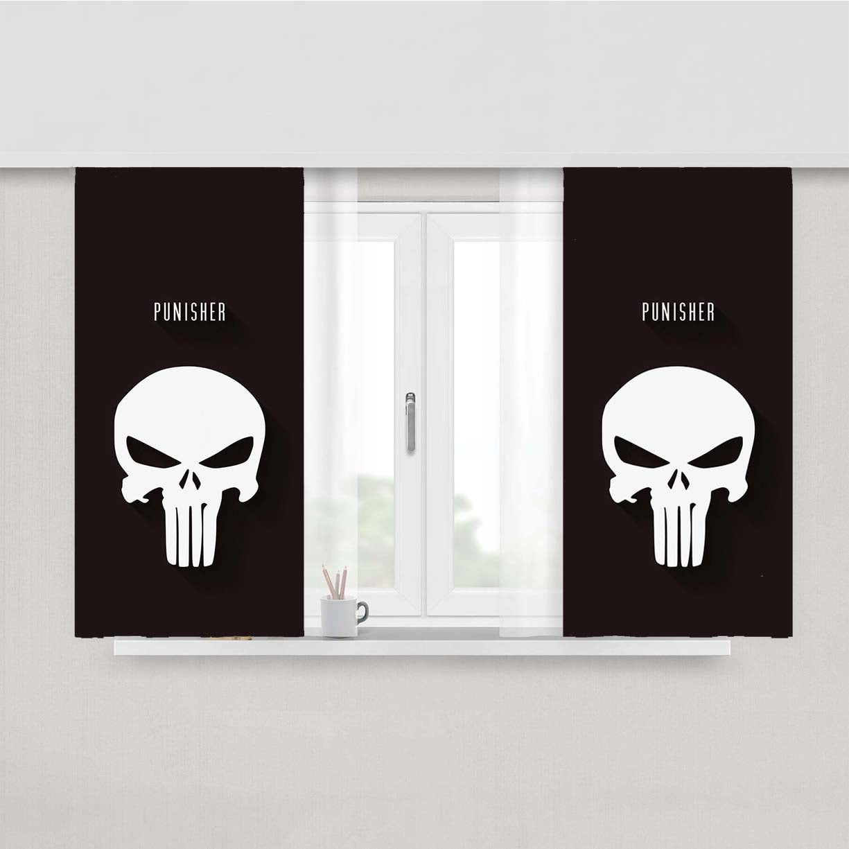 Punisher Logo Peach Skin Window Curtains
