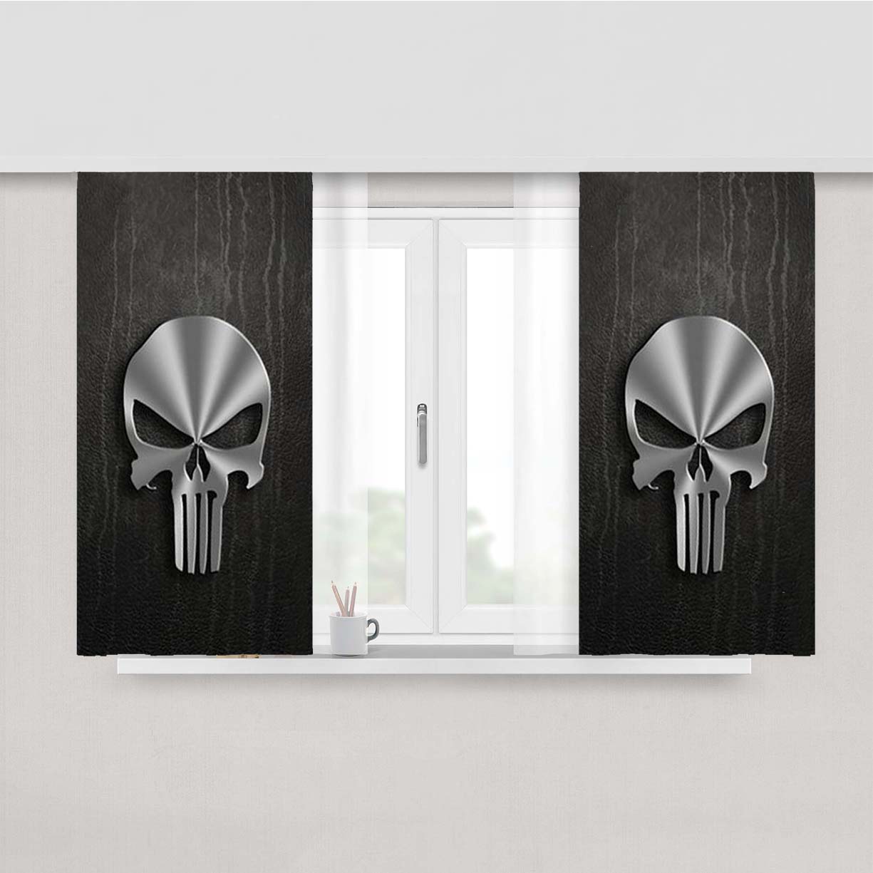 Punisher Metal Logo Peach Skin Window Curtains