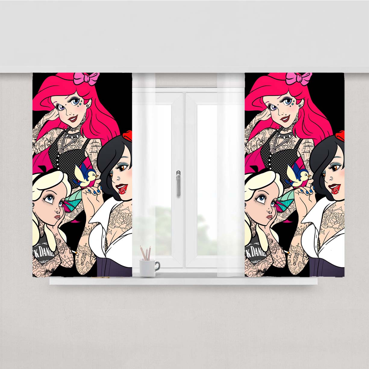 Punk Tattoo Princess Peach Skin Window Curtains