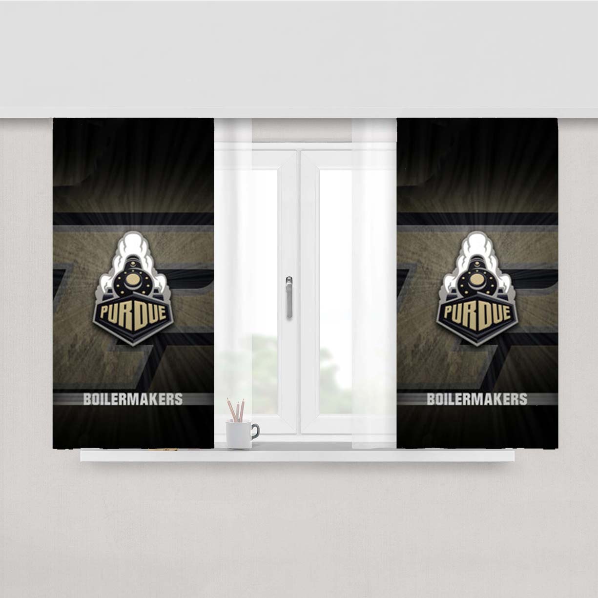 Purdue University Train Boilermakers Peach Skin Window Curtains