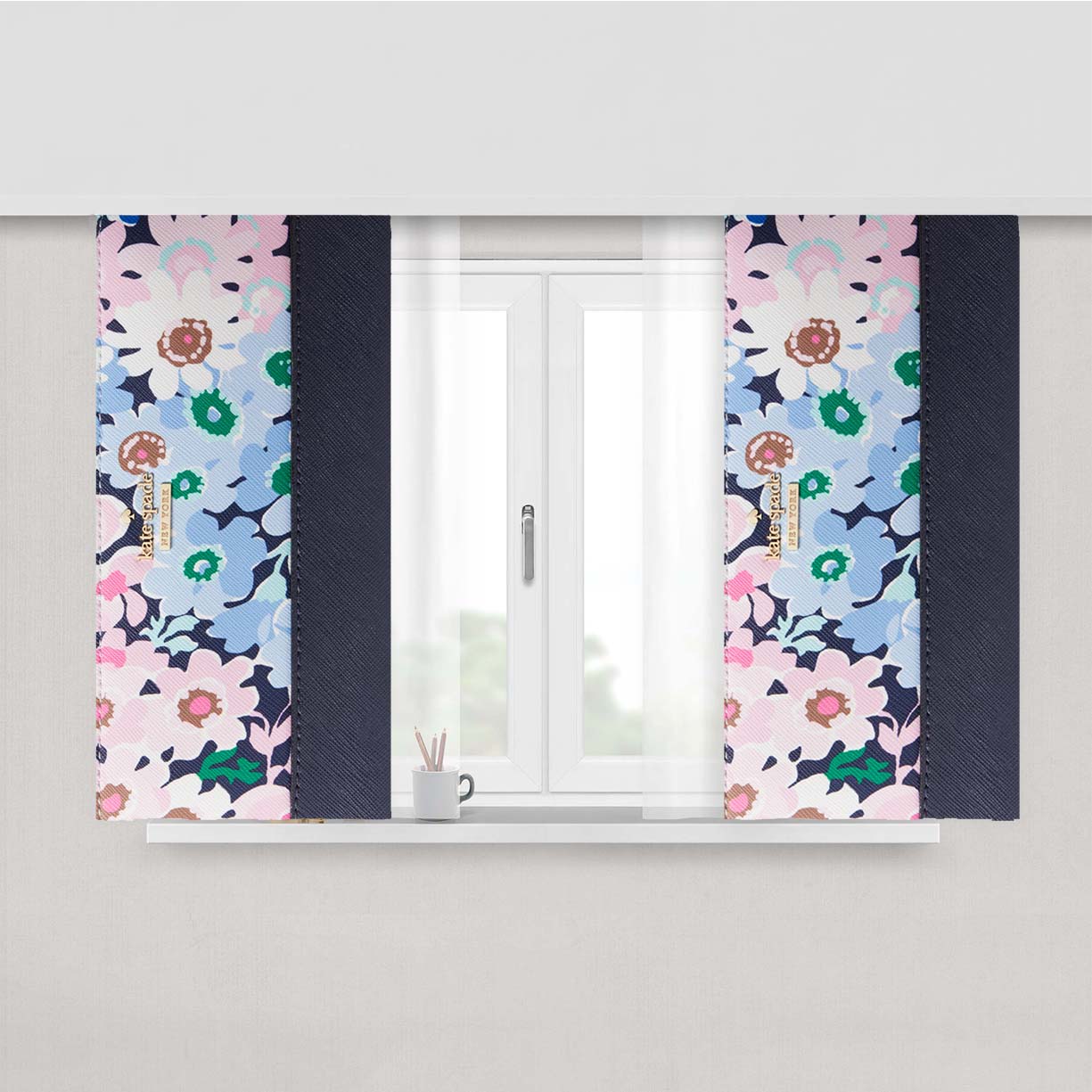 Purple & Pink Cameron Street Daisy Garden Lacey Leather Wallet Peach Skin Window Curtains