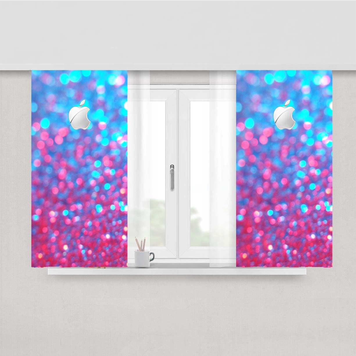 Purple Blue Glitter Peach Skin Window Curtains