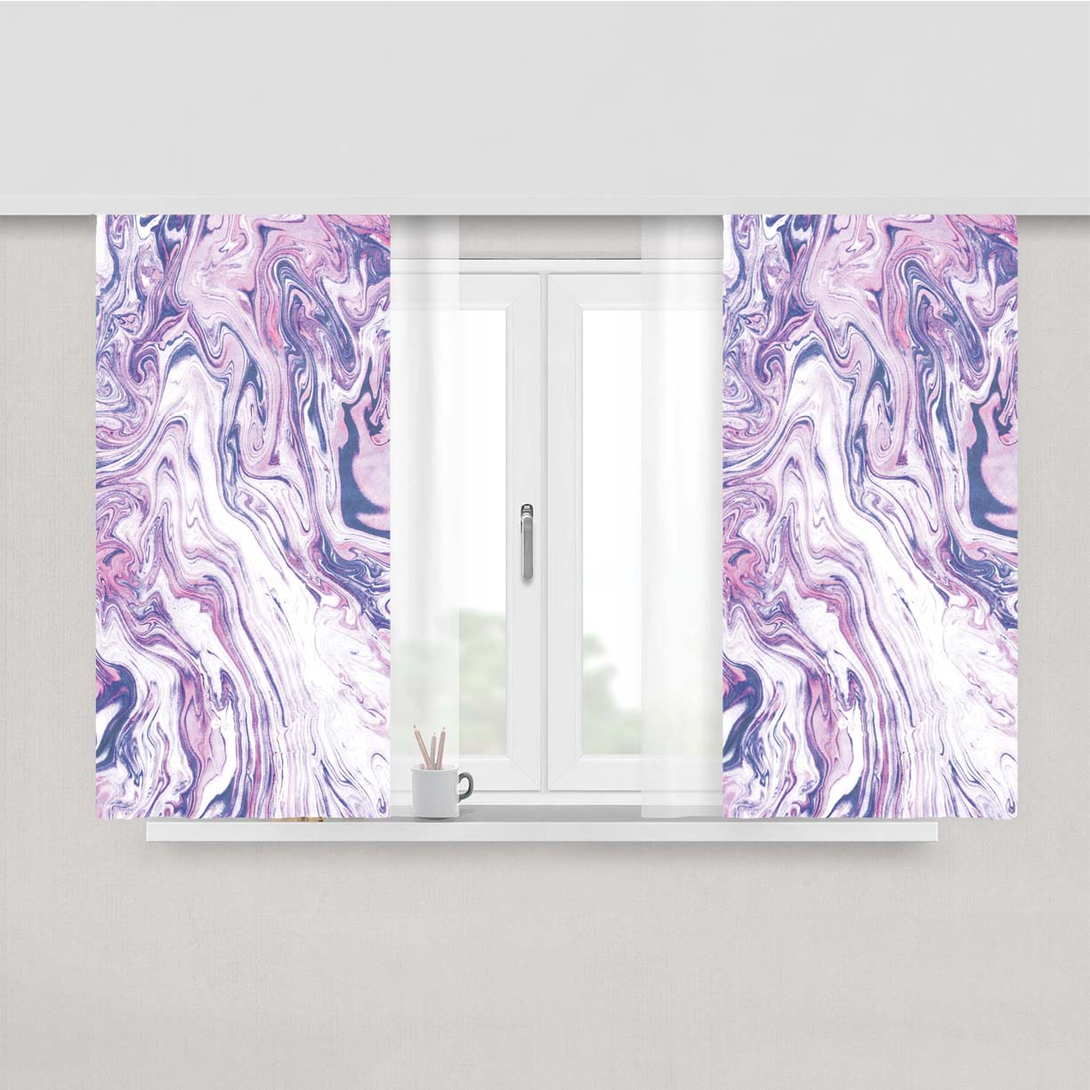 Purple Marble Peach Skin Window Curtains