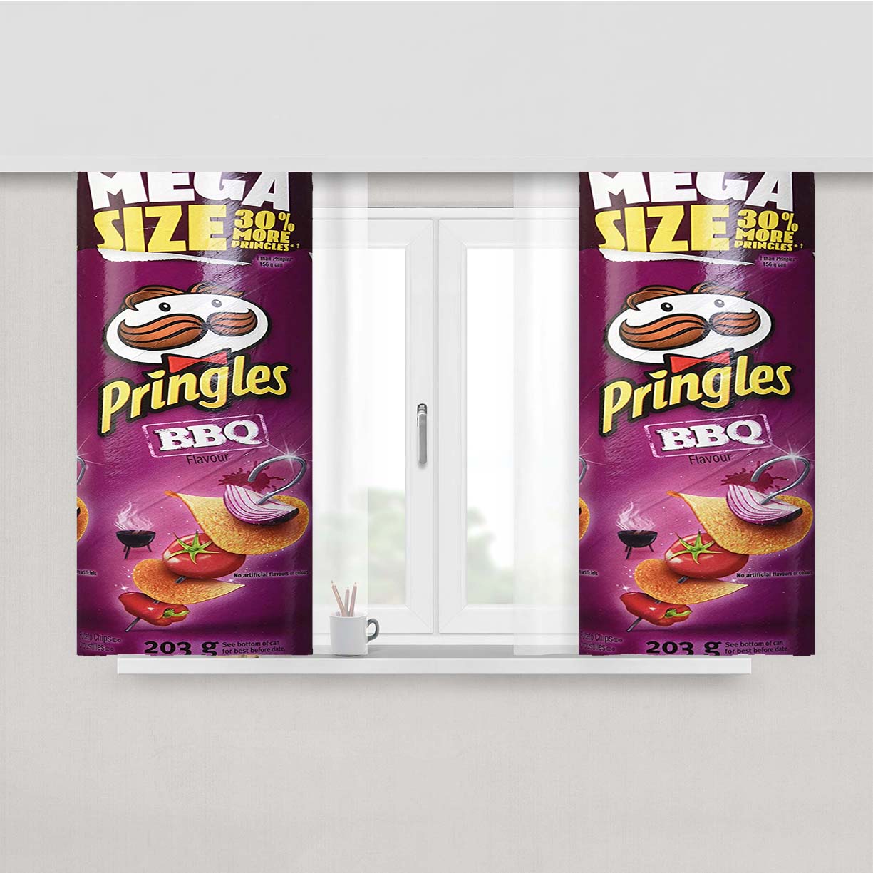 Purple Pringles Bbq Peach Skin Window Curtains