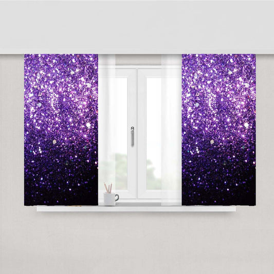 Purple Sparkling Glitter Wallpaper Peach Skin Window Curtains