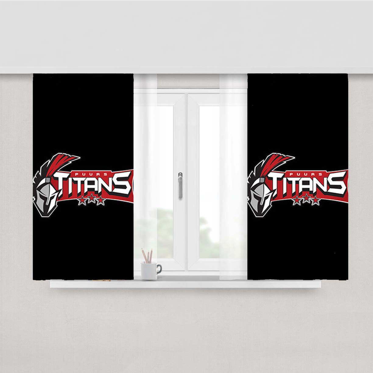 Puurs Titans Logo Peach Skin Window Curtains