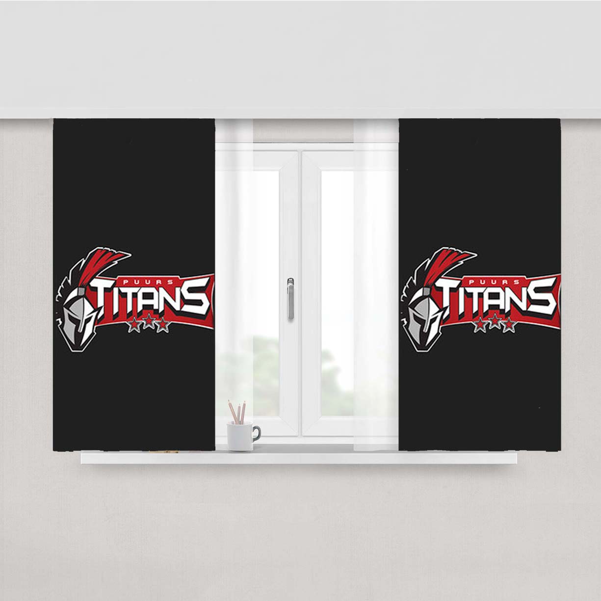 Puurs Titans Logo Grey Peach Skin Window Curtains