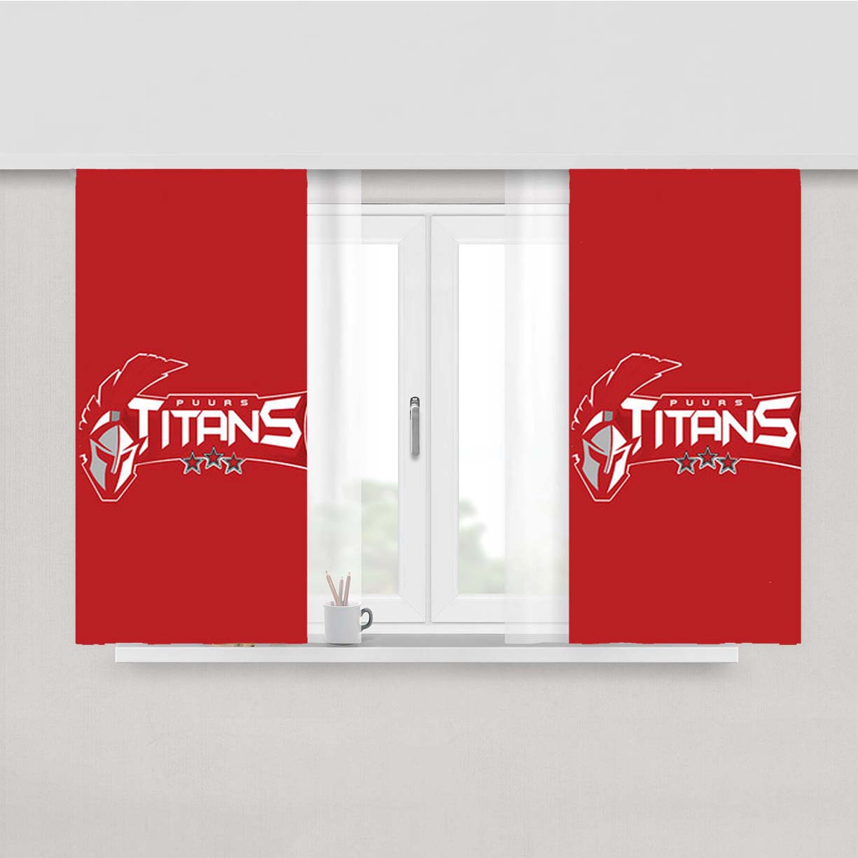 Puurs Titans Logo Red Peach Skin Window Curtains