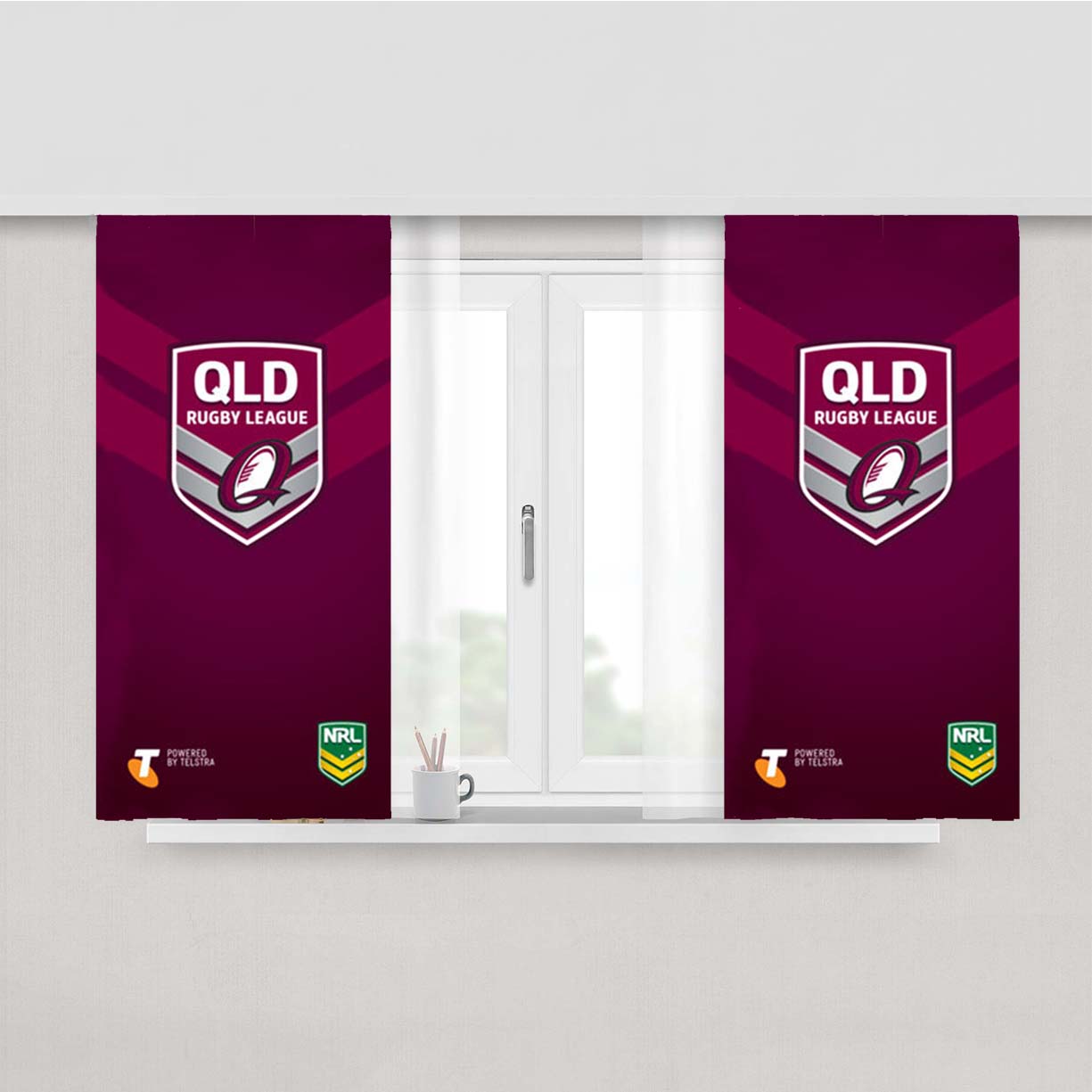 Qld Rugby League Peach Skin Window Curtains