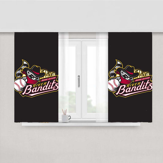 Quad Cities River Bandits Logo Black Peach Skin Window Curtains