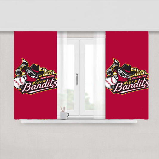 Quad Cities River Bandits Logo Red Peach Skin Window Curtains