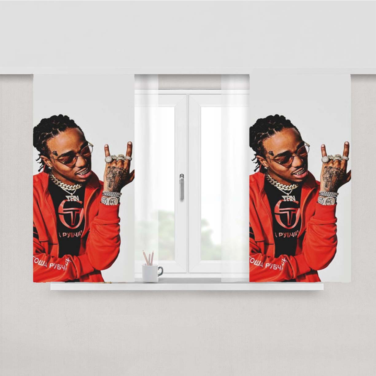 Quavo Migos Culture Peach Skin Window Curtains
