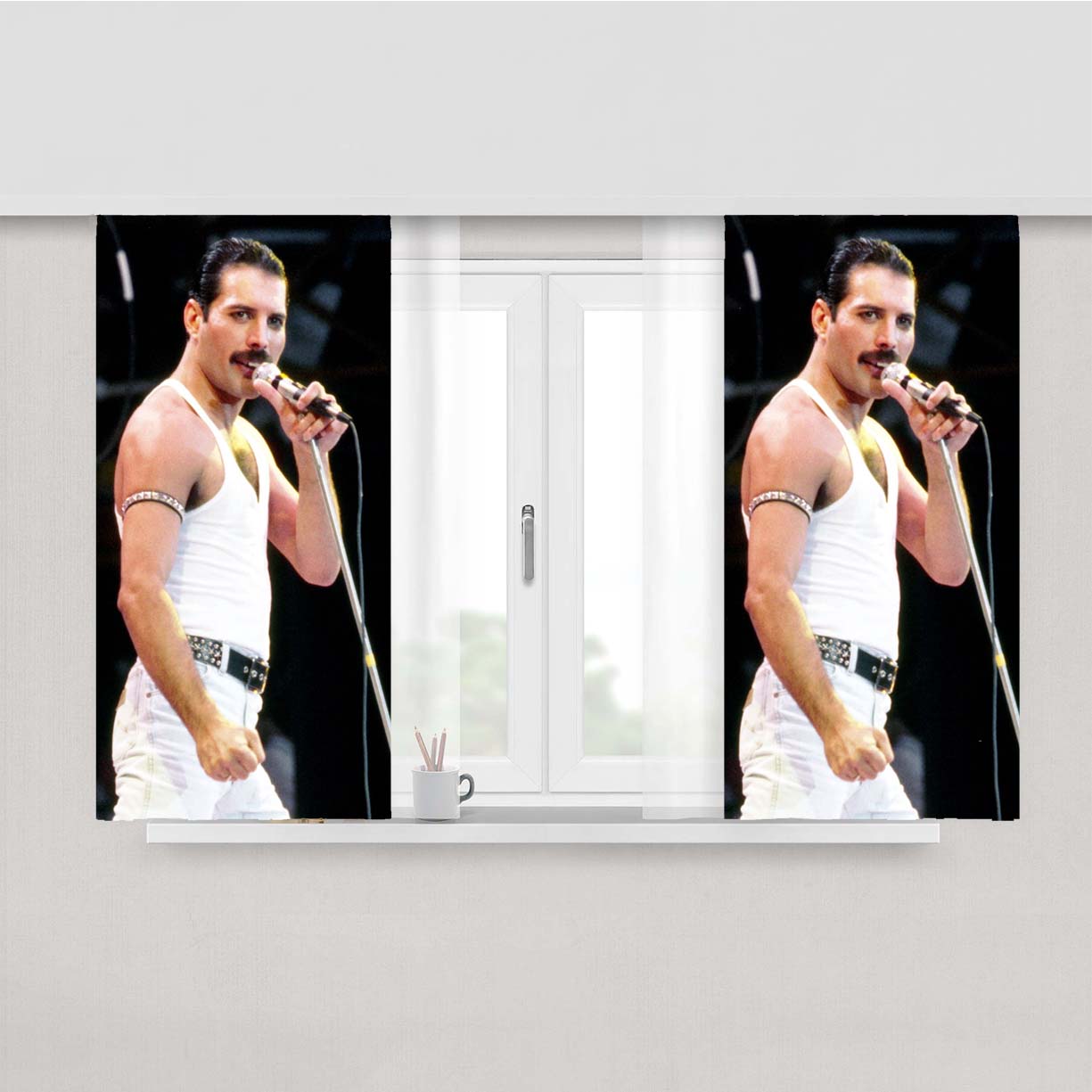 Queen Freddie Mercury Peach Skin Window Curtains