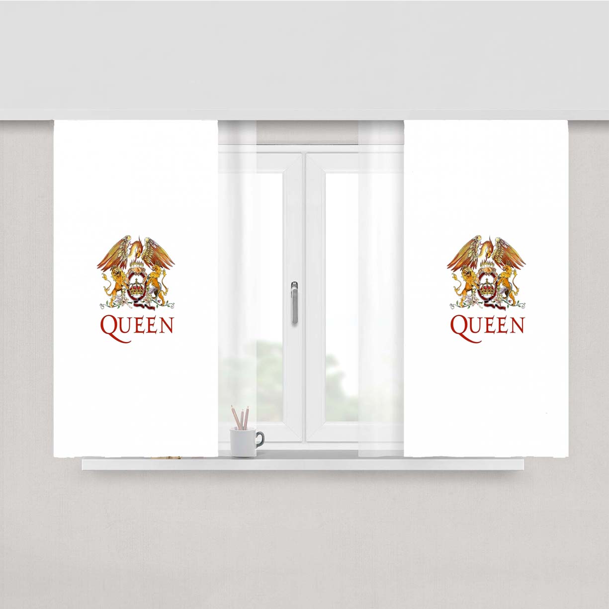 Queen Logo Peach Skin Window Curtains