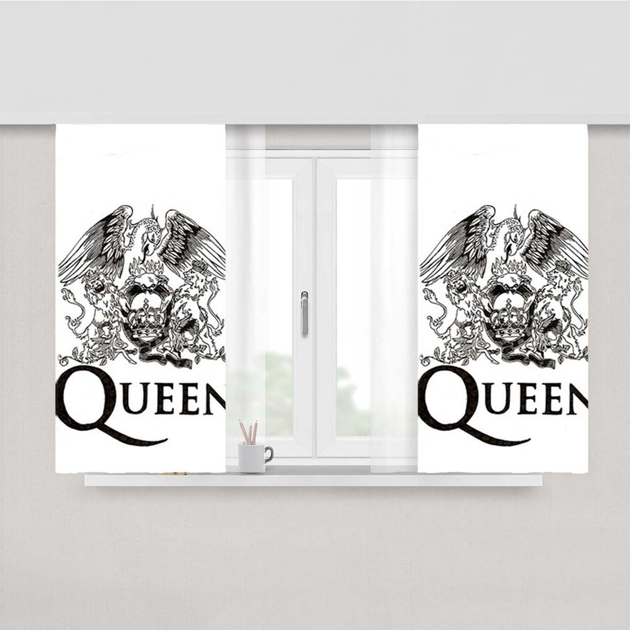 Queen Logo White Peach Skin Window Curtains