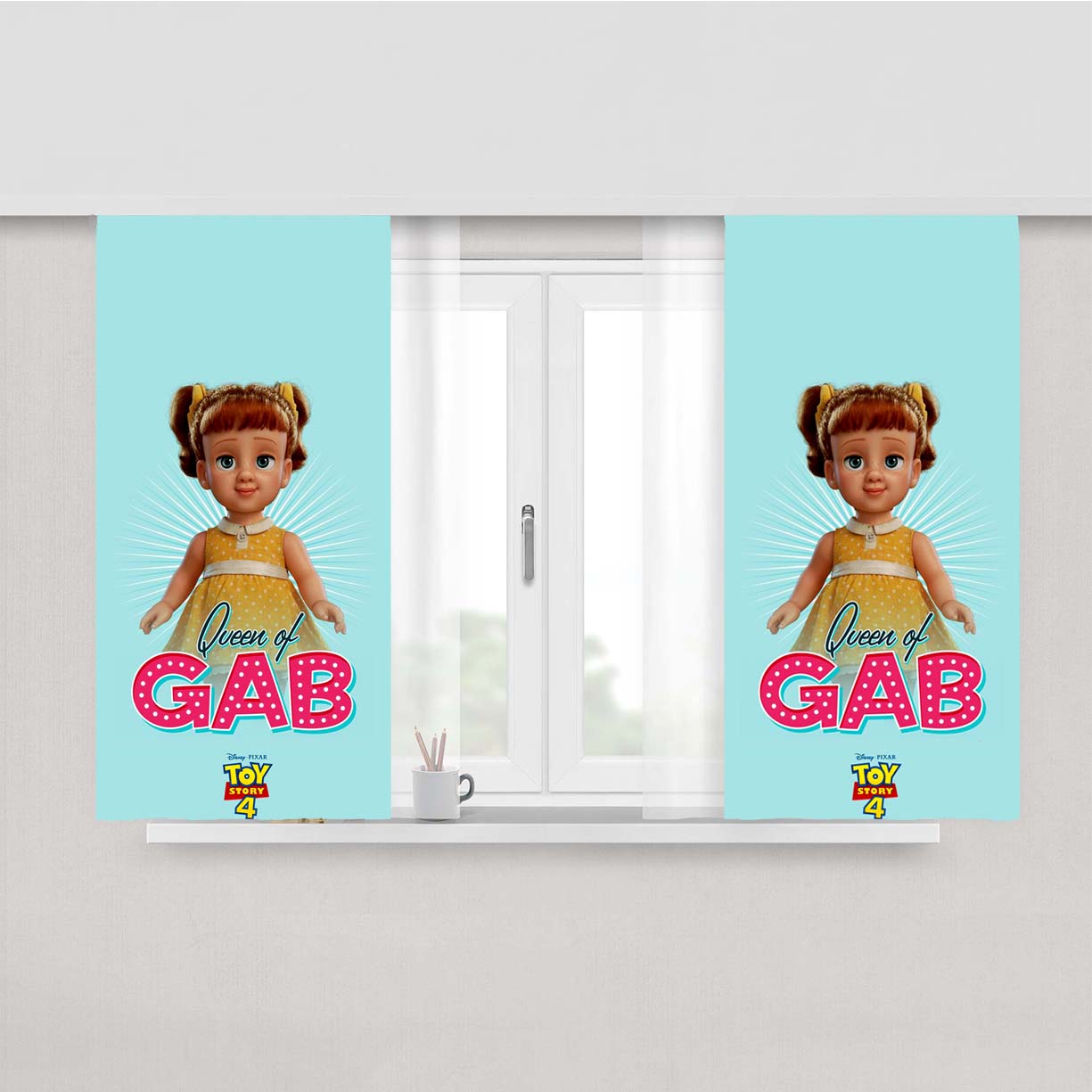 Queen Of Gab Toy Story 4 Poster Peach Skin Window Curtains