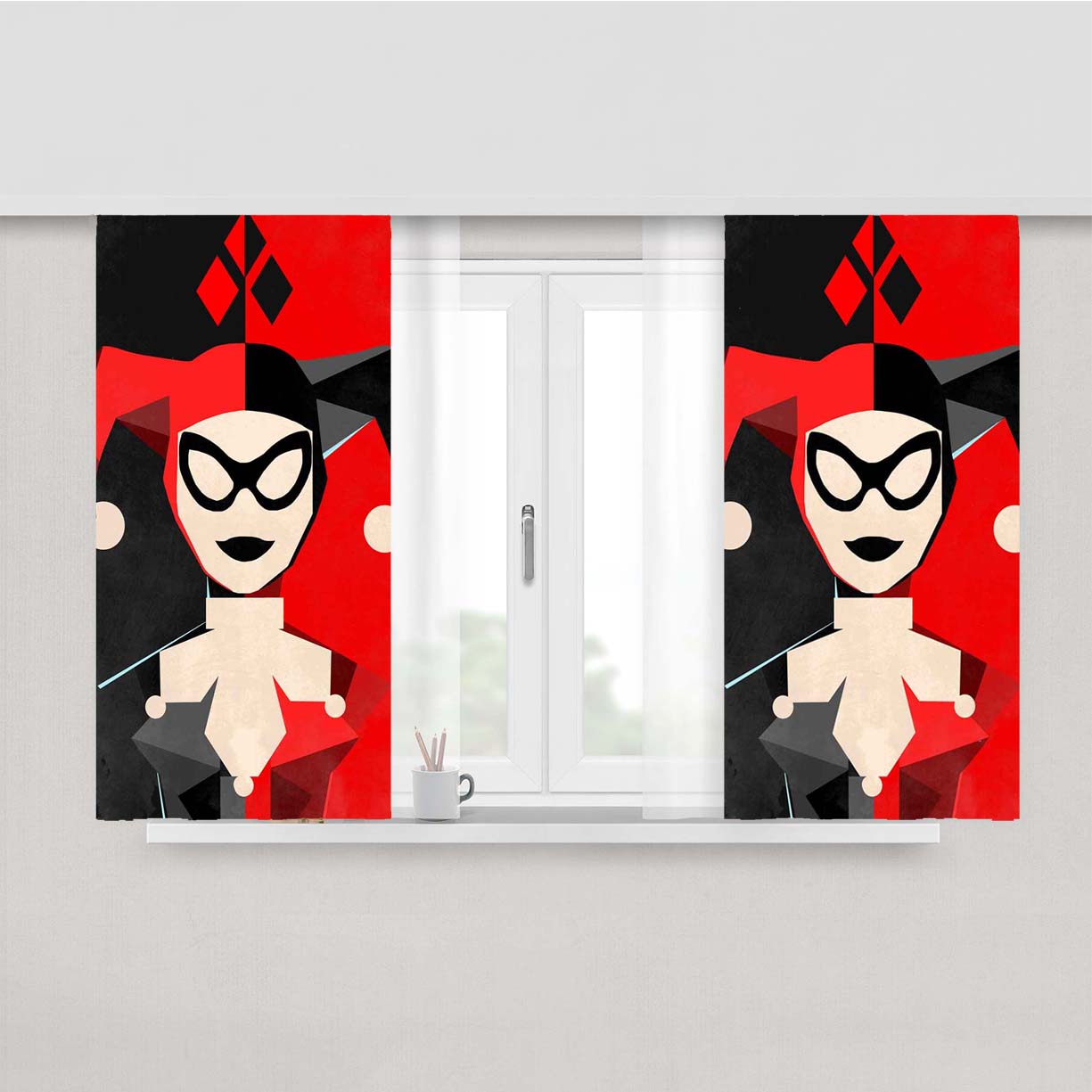 Quinn Batman Joker Diamond Peach Skin Window Curtains