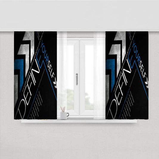 Quote Define Yourself Blue Peach Skin Window Curtains