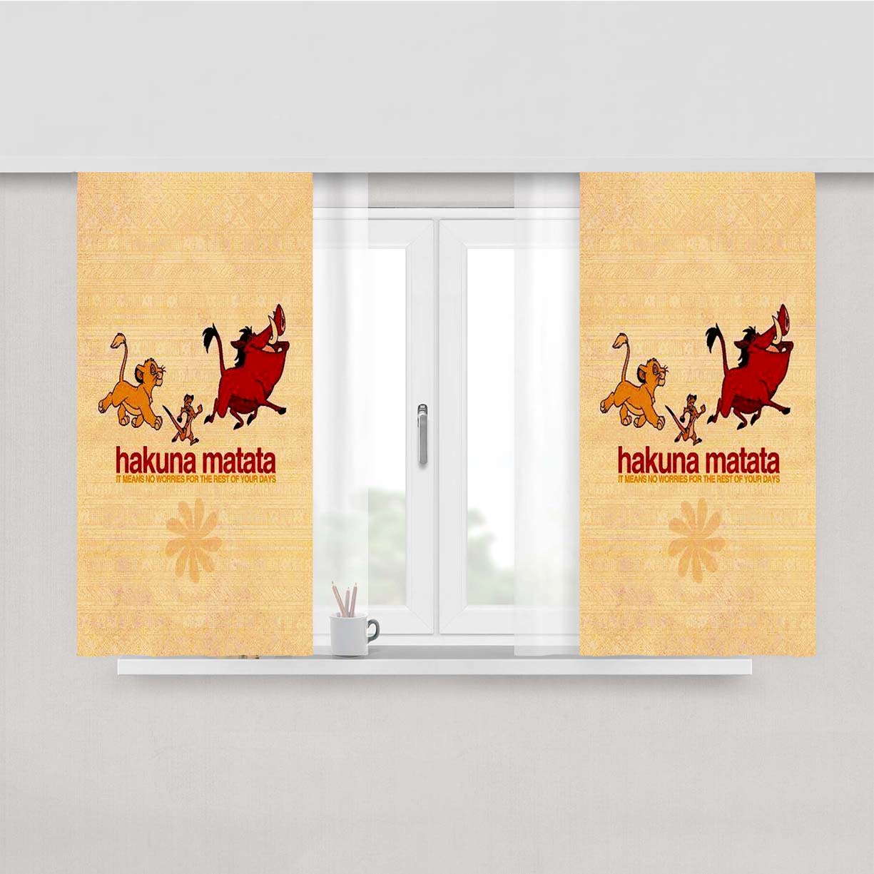 Quotes Hakuna Matata Peach Skin Window Curtains
