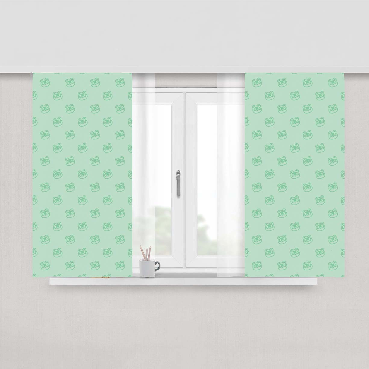Raccoon Animal Crossing Peach Skin Window Curtains