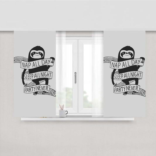 Raccoon Nap All Day Sleep All Night Party Never Art Peach Skin Window Curtains