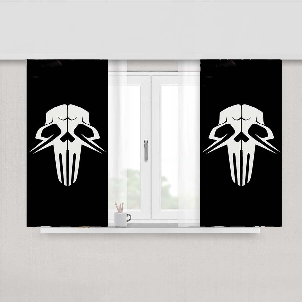 Rachnera Skull Peach Skin Window Curtains
