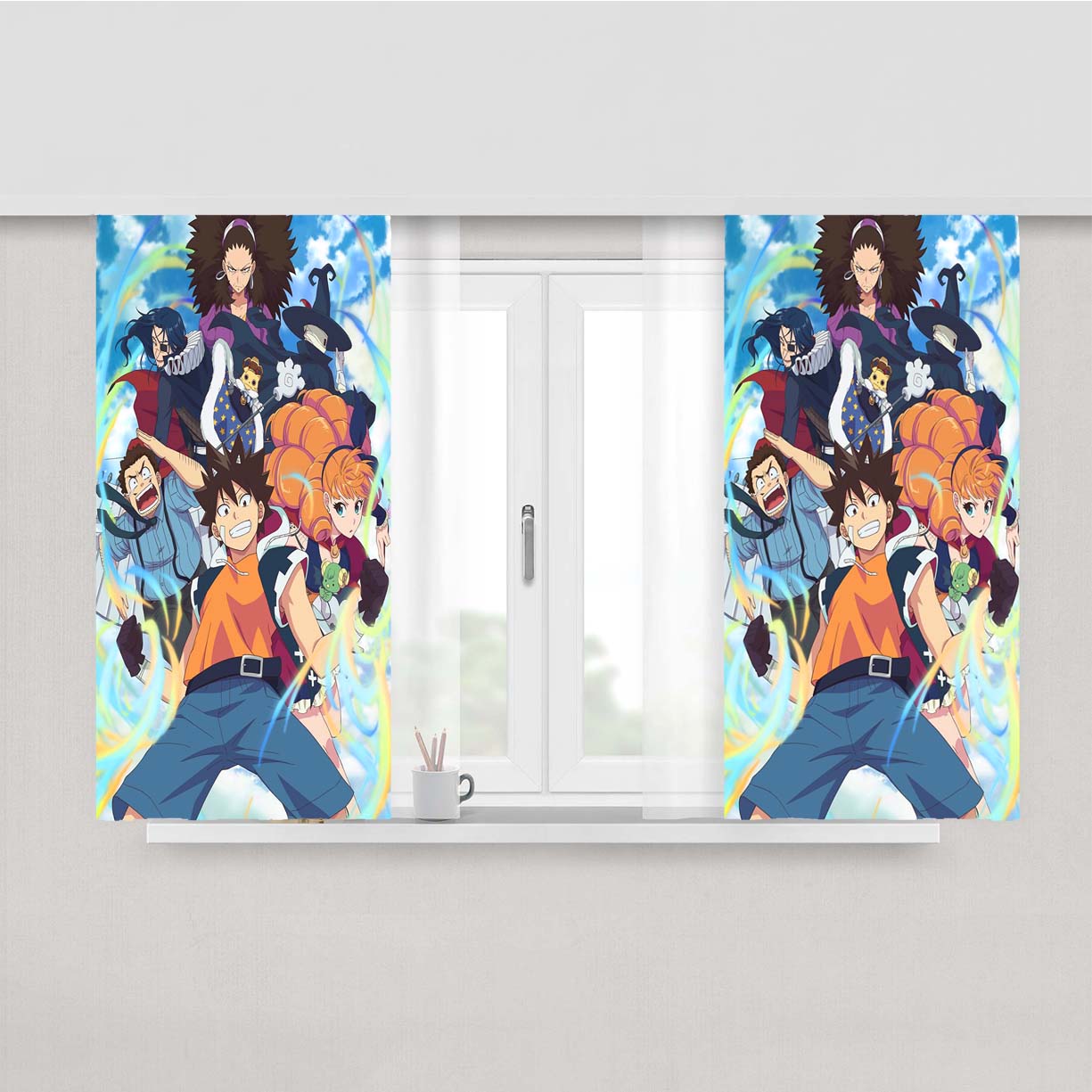 Radiant Comic Poster Peach Skin Window Curtains
