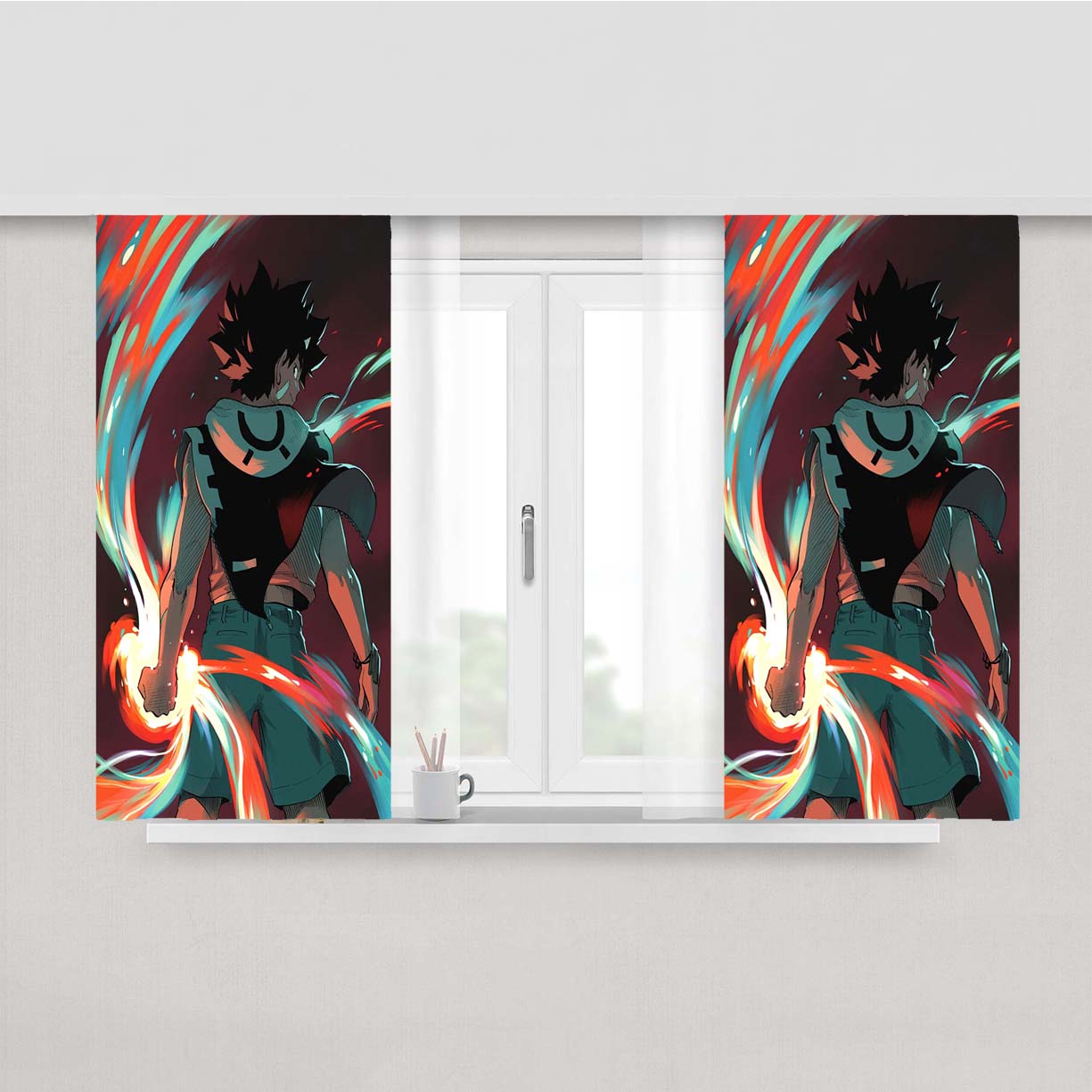 Radiant Comic Witch Seth Power Peach Skin Window Curtains