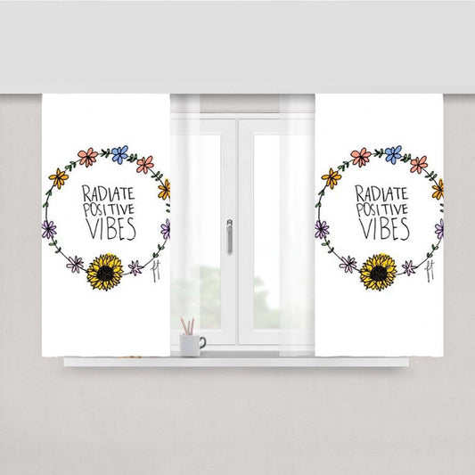 Radiate Positive Vibes Flowers Peach Skin Window Curtains