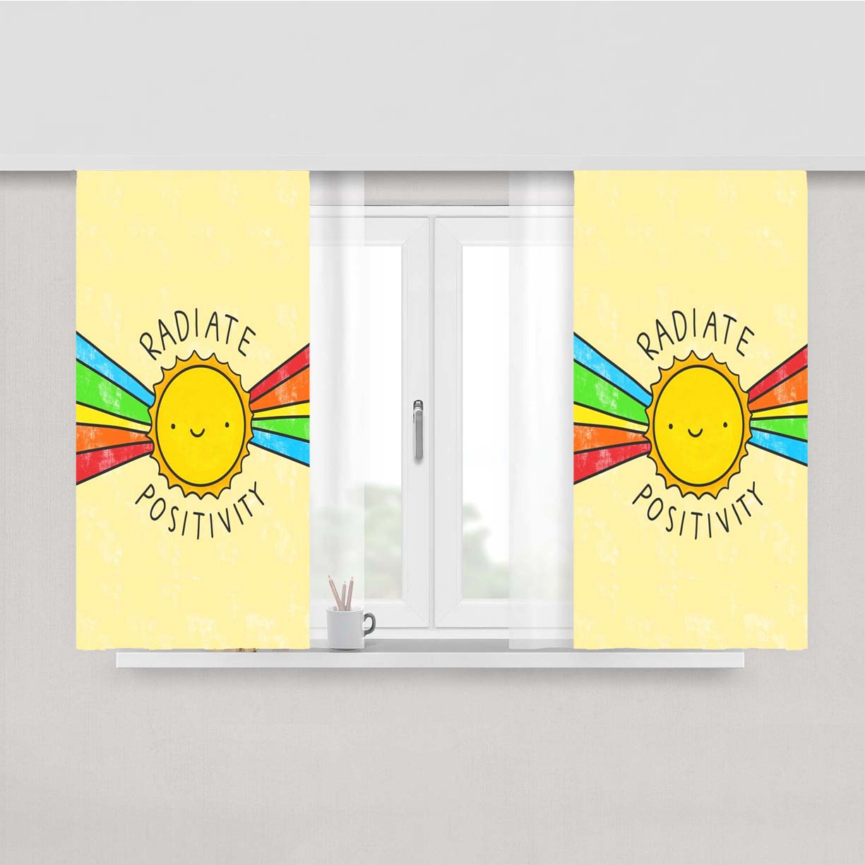 Radiate Positivity Sun Peach Skin Window Curtains
