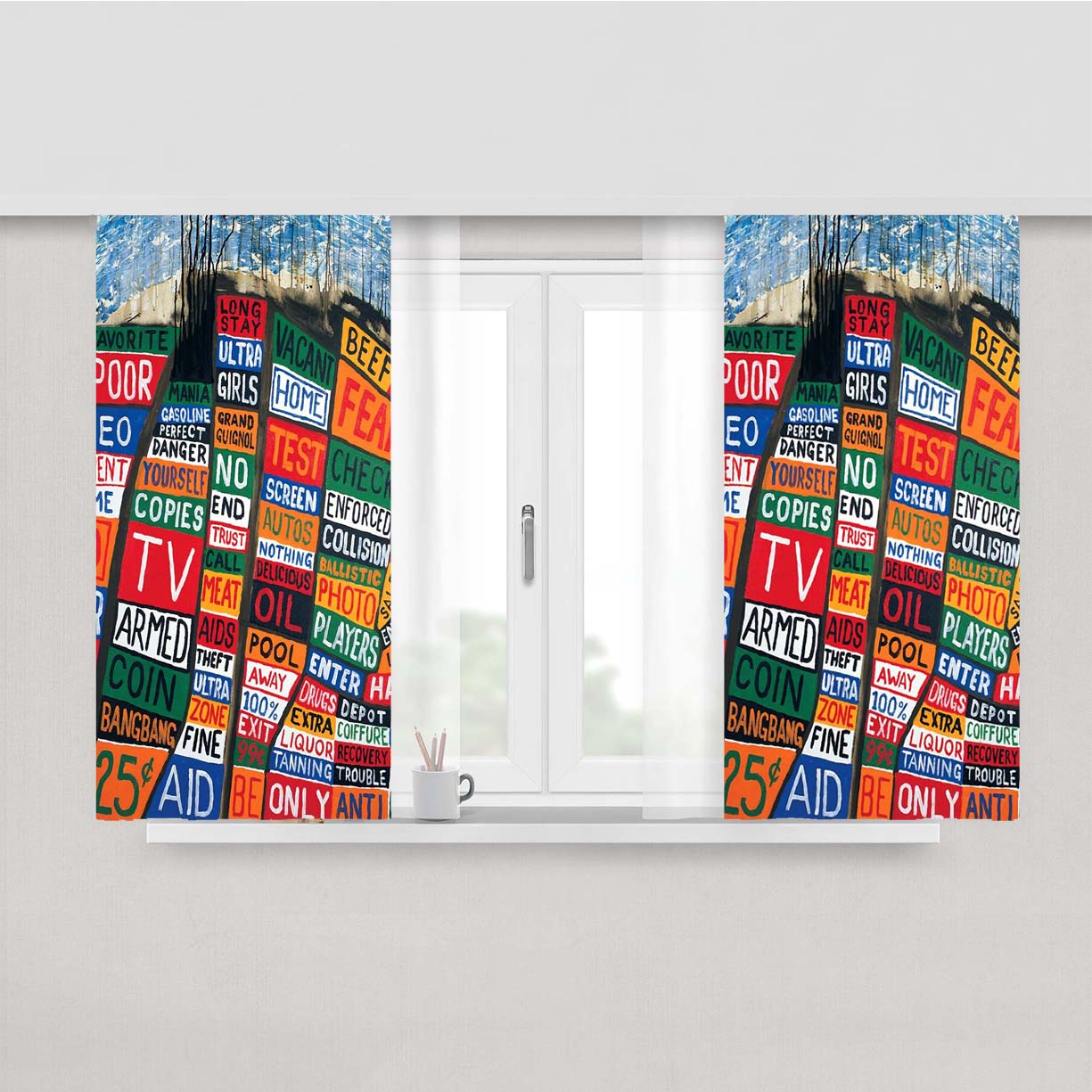 Radiohead Hail To The Thief Album Cover Peach Skin Window Curtains