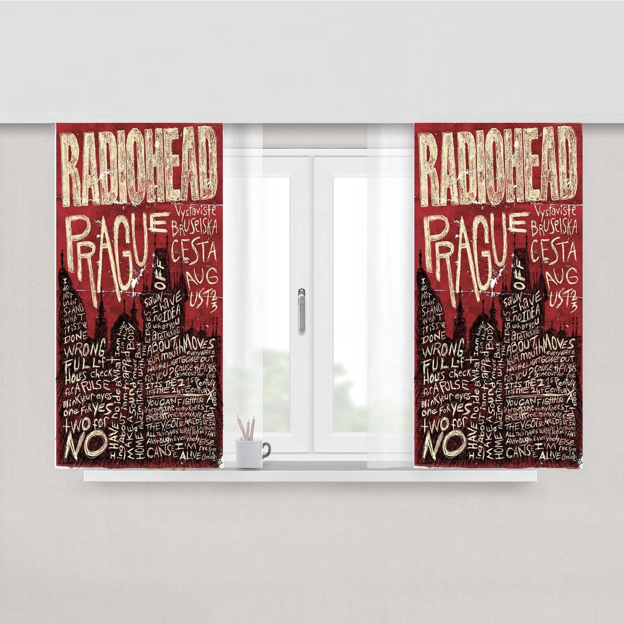 Radiohead Prague Peach Skin Window Curtains