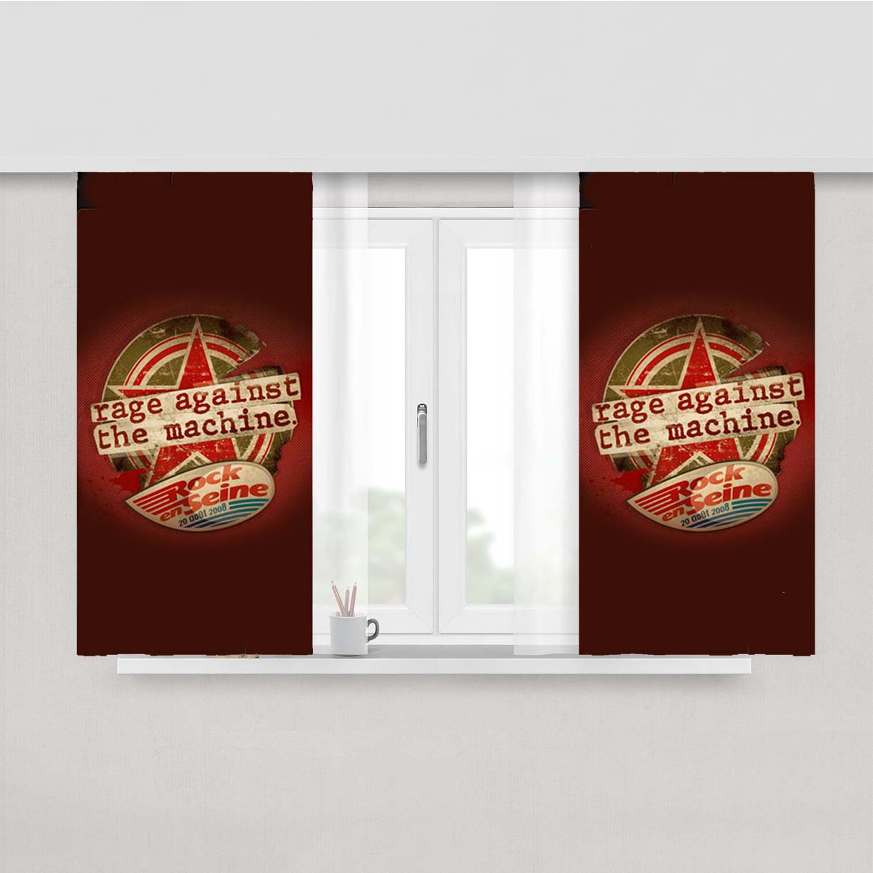 Rage Against Rock En Seine Peach Skin Window Curtains