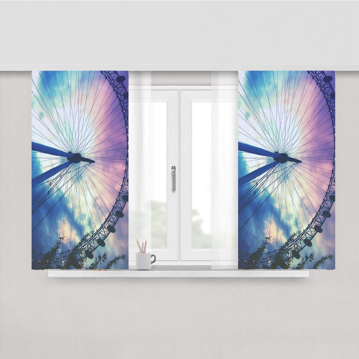 Rain Gradation Of Game Peach Skin Window Curtains