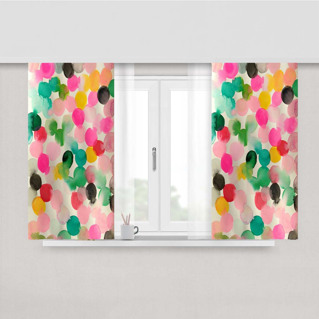 Rainbow Ballon Art Peach Skin Window Curtains