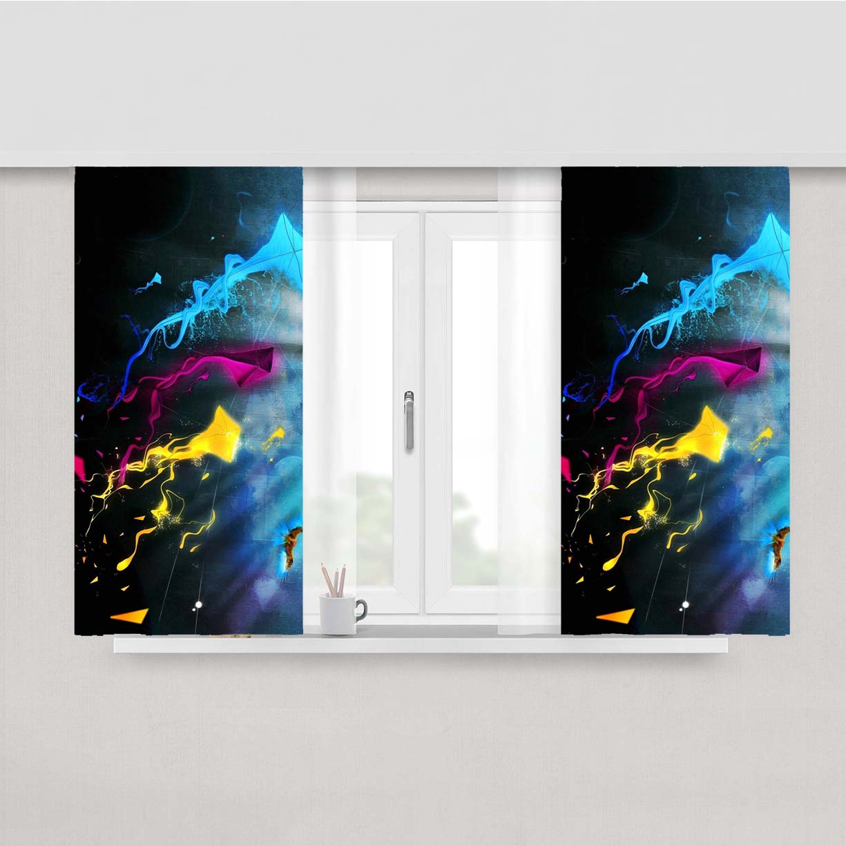 Rainbow Cat Peach Skin Window Curtains