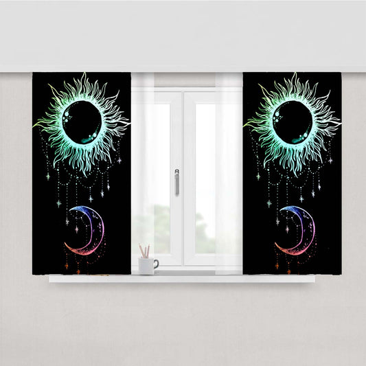 Rainbow Classic Sun And Moon Peach Skin Window Curtains