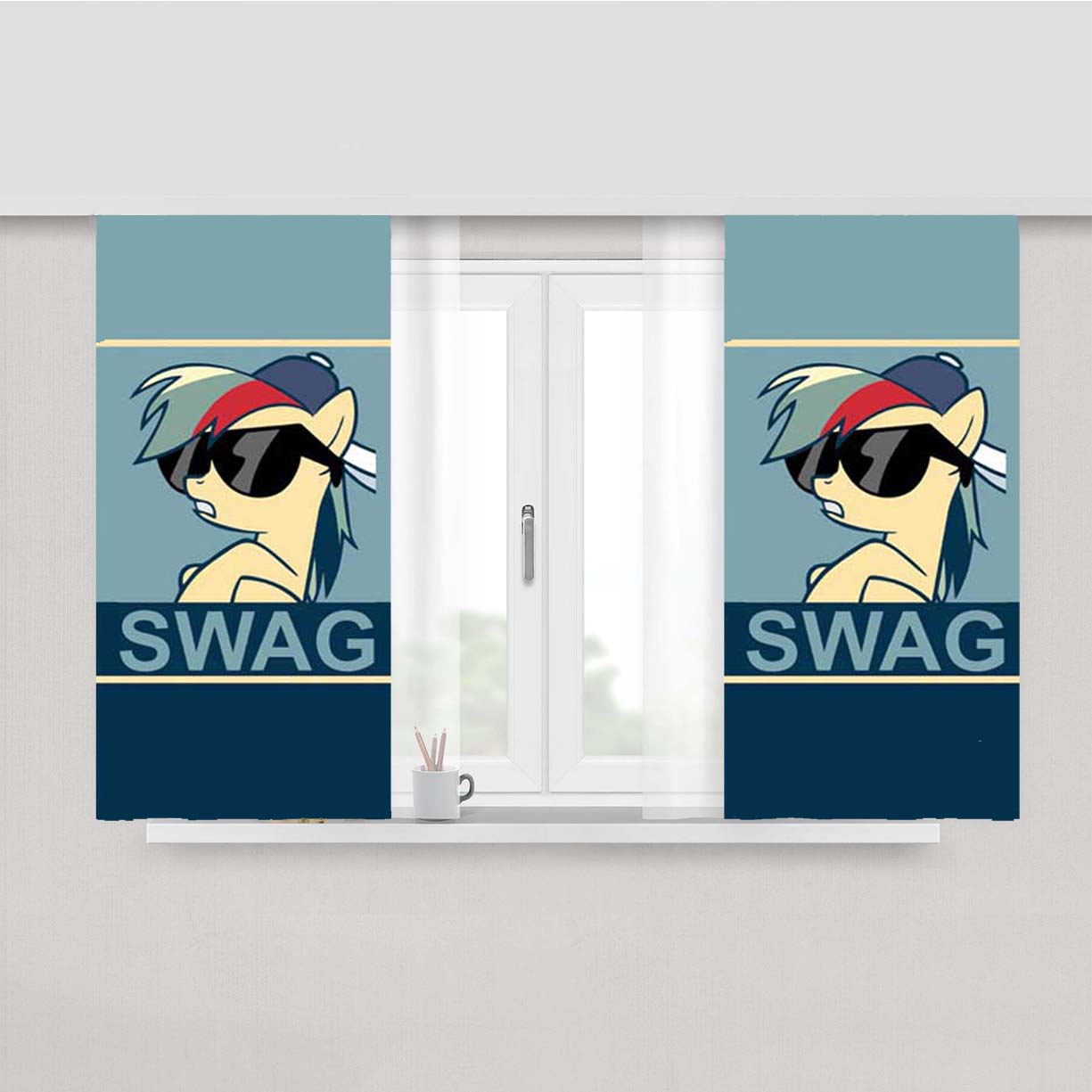 Rainbow Dash Swag Peach Skin Window Curtains