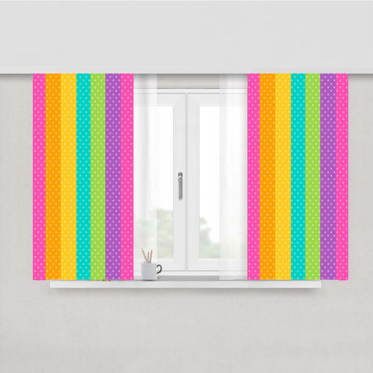 Rainbow Doodle Art Peach Skin Window Curtains