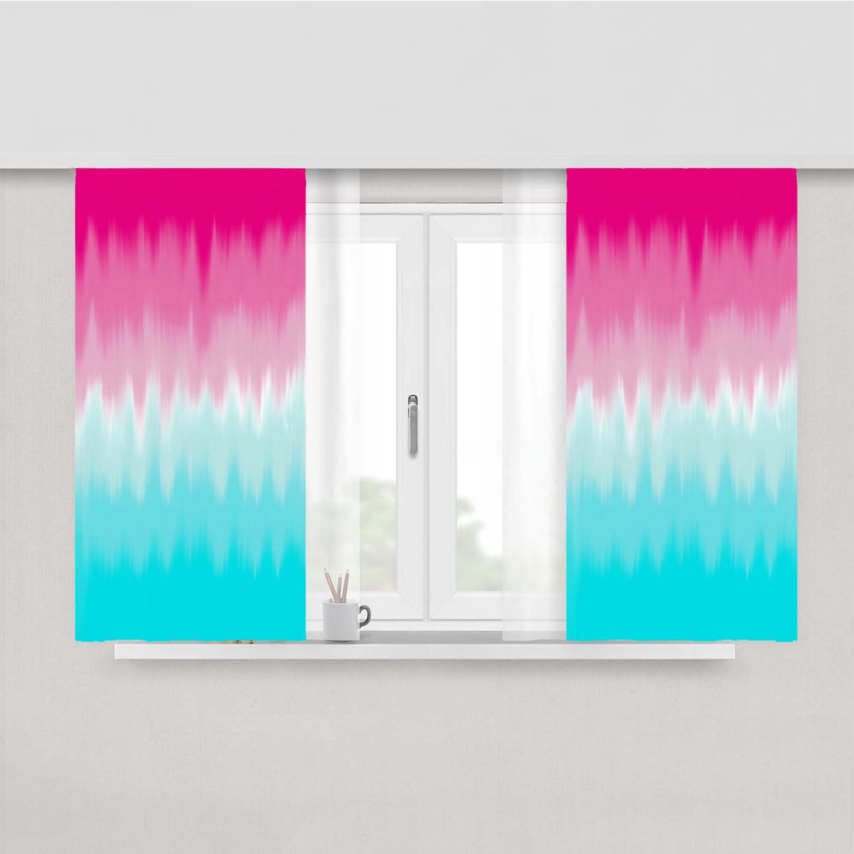 Rainbow Ice Cream Peach Skin Window Curtains