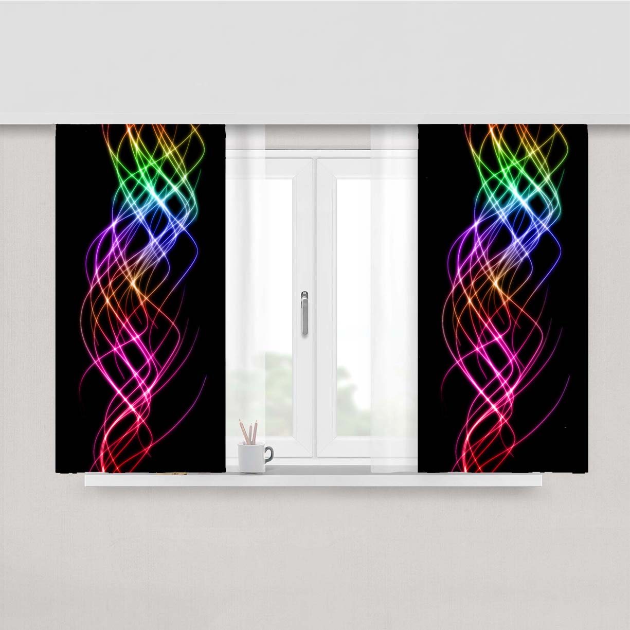 Rainbow Light Effect Peach Skin Window Curtains