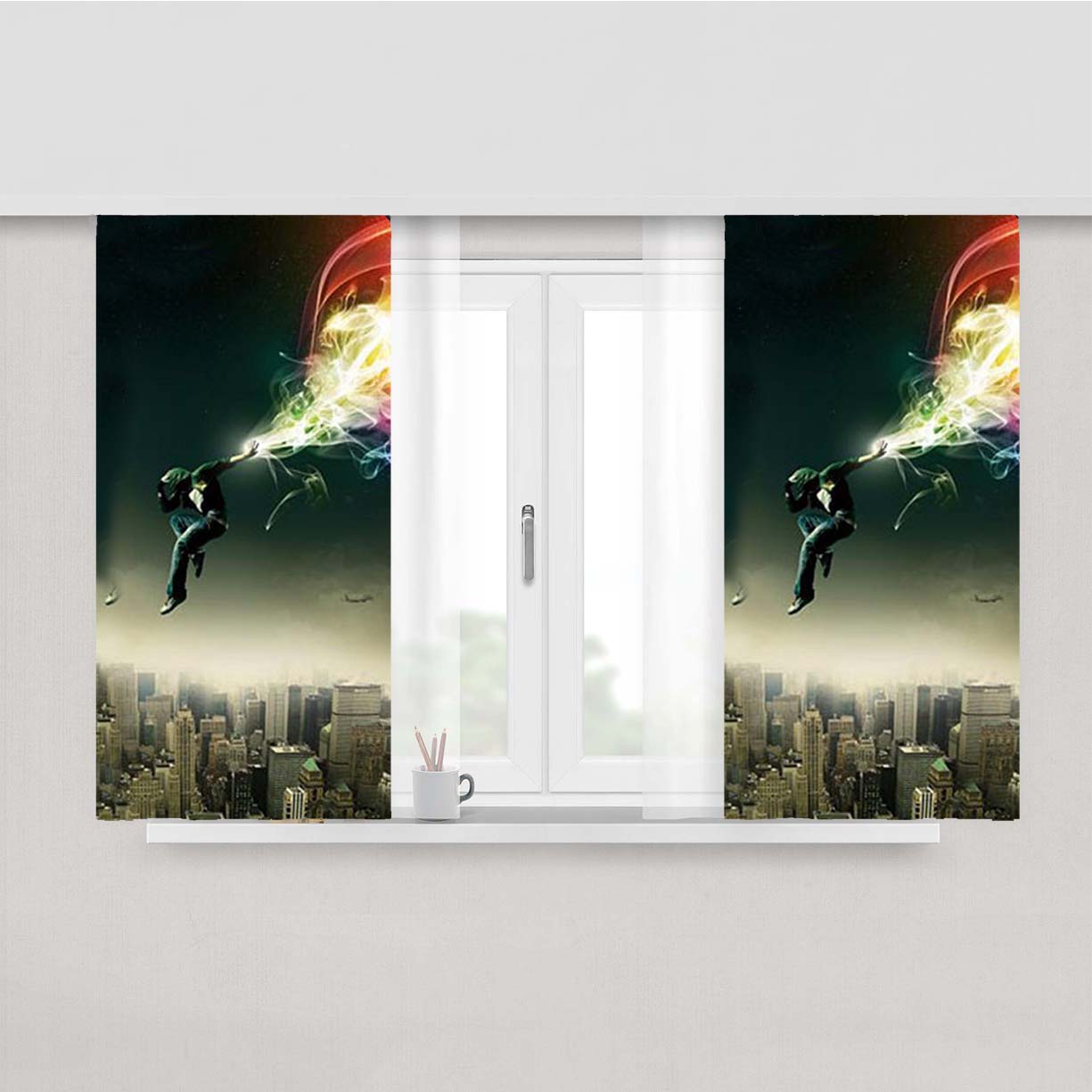 Rainbow Maker Peach Skin Window Curtains