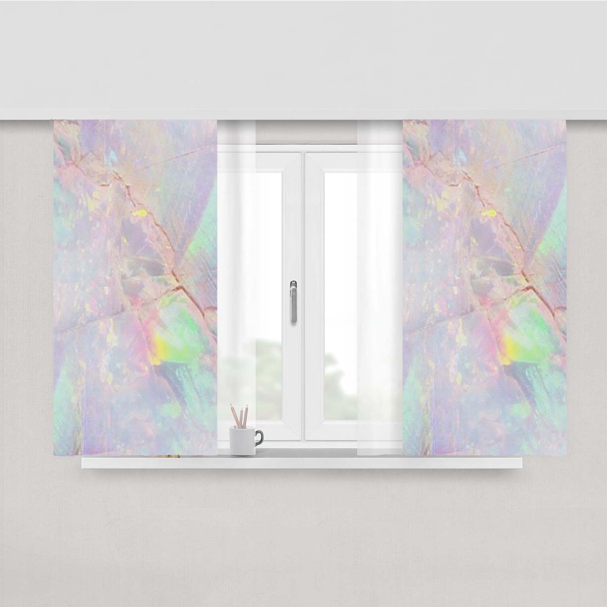Rainbow Marble Peach Skin Window Curtains