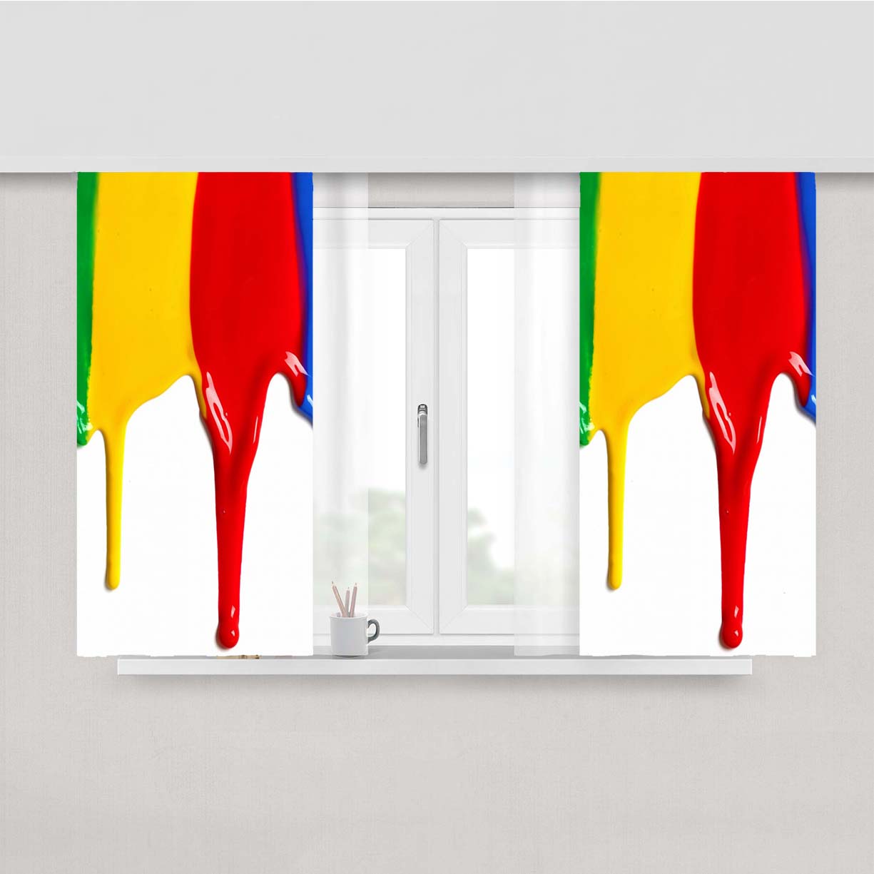 Rainbow Paint Peach Skin Window Curtains