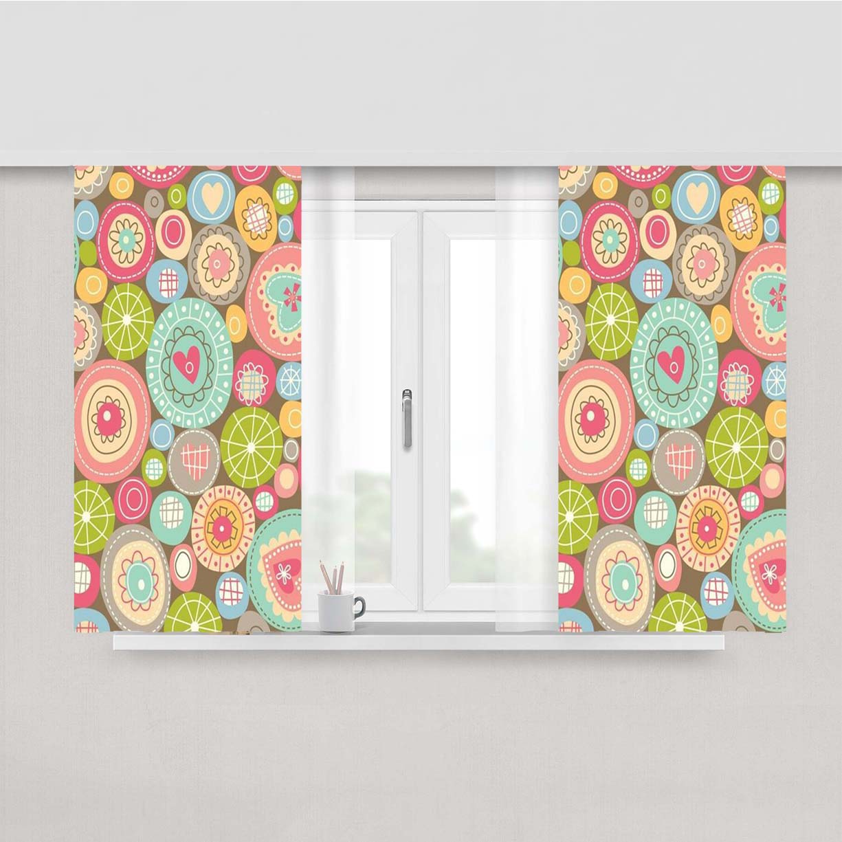 Rainbow Qubicle Art Peach Skin Window Curtains