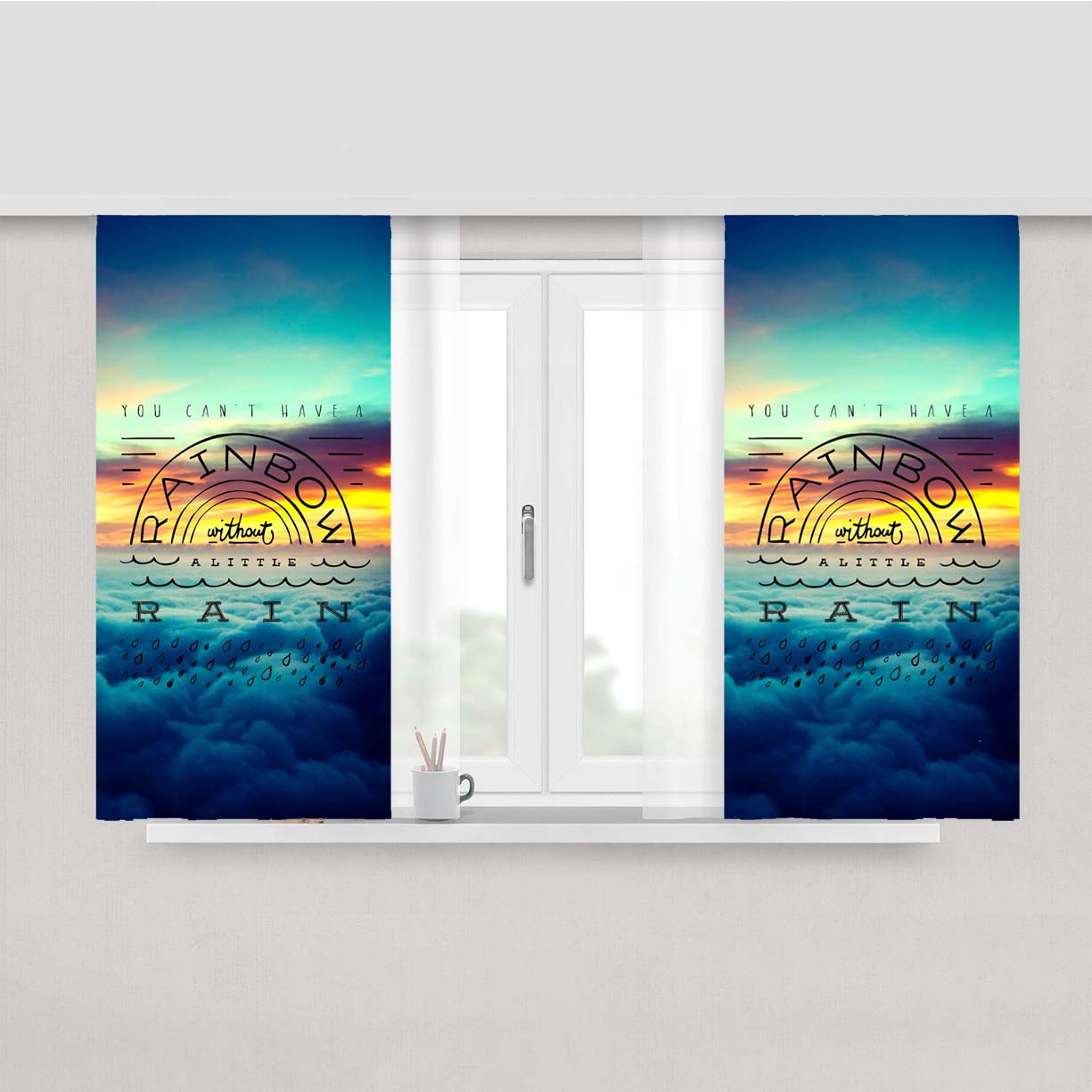 Rainbow Rain Peach Skin Window Curtains