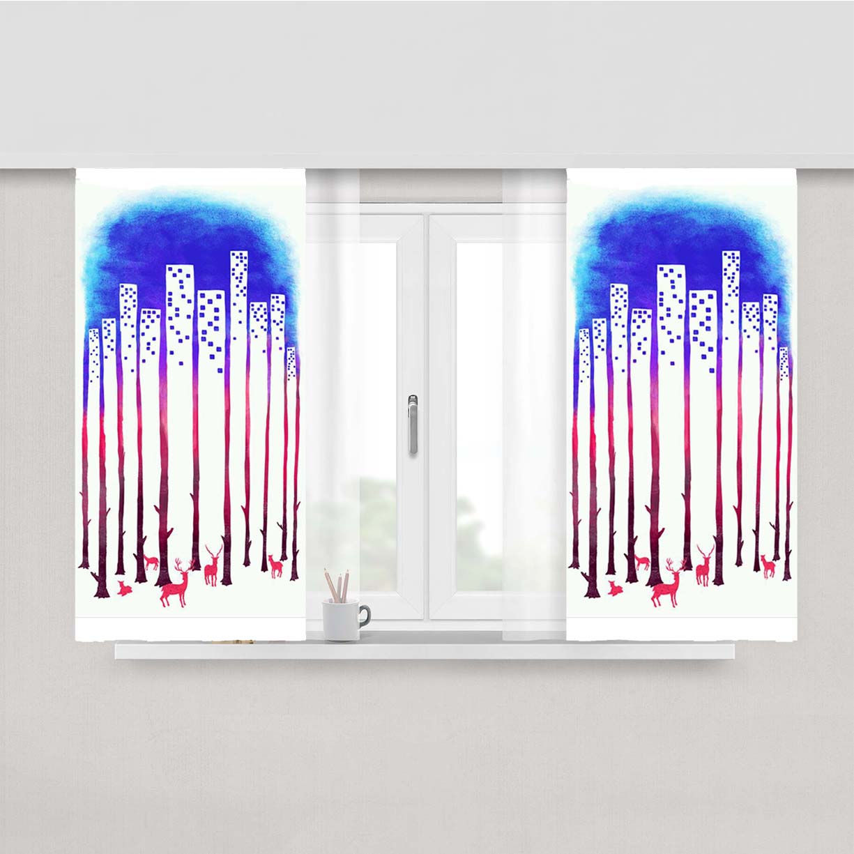 Rainbow Rusa Peach Skin Window Curtains