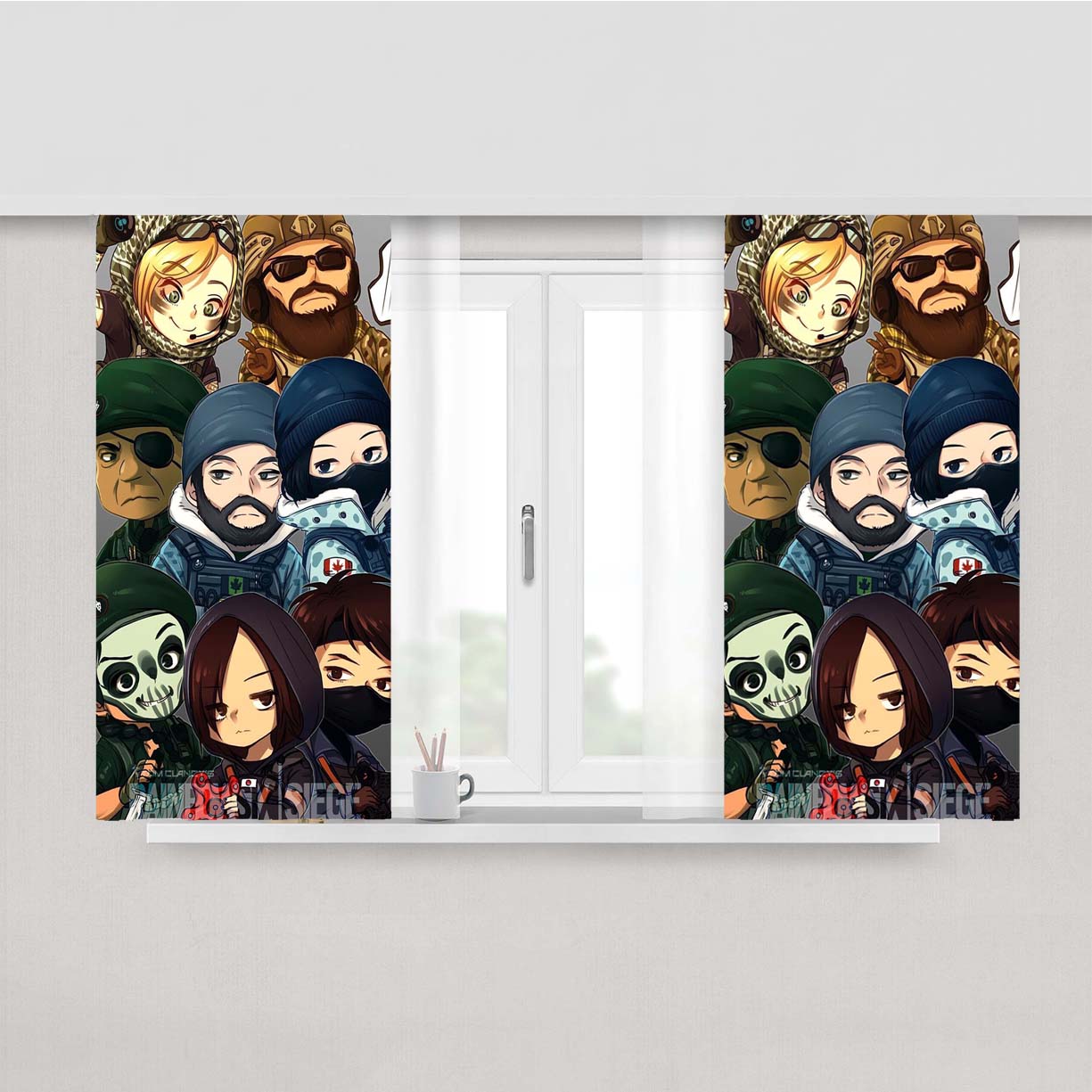 Rainbow Six Siege Chibi Peach Skin Window Curtains
