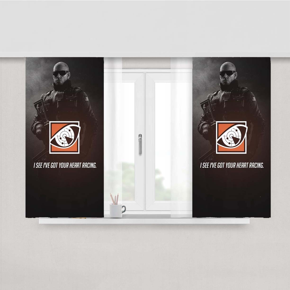 Rainbow Six Siege Defenders Pulse Peach Skin Window Curtains