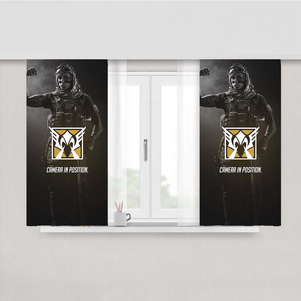 Rainbow Six Siege Defenders Valkyrie Peach Skin Window Curtains